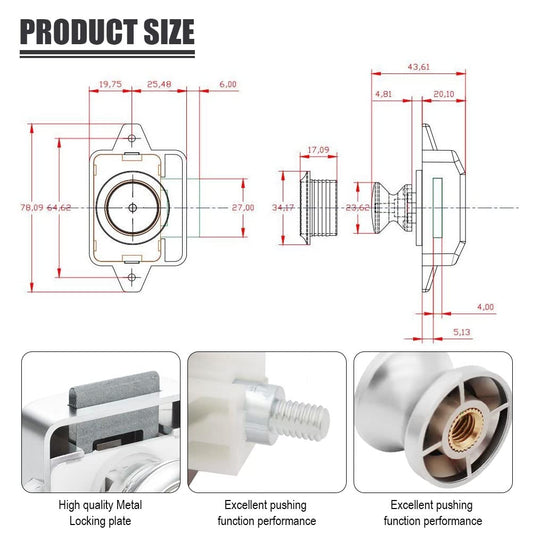 Opaltool 10pcs Push Button Catch Door Lock Fits 15-18mm Thick RV Boat Van Yacht Cabinet Door Cabinet