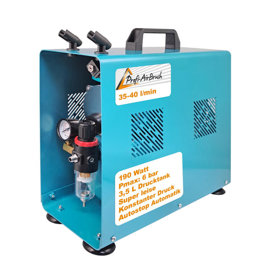 AirBrush Compressor Duo-Power II-C - The Airbrush kit with double/twin cylinder with protective housing for artists with high standards, basic equipment for any Airbrush set.