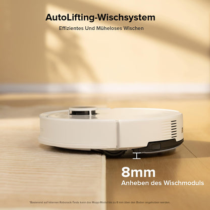 Roborock Q10 S5 robot vacuum with mopping function, 10,000 Pa HyperForce suction power, Dual Anti-Tangle System, Auto Lifting Mopping, ideal for pet hair, carpets, hard floors (White)
