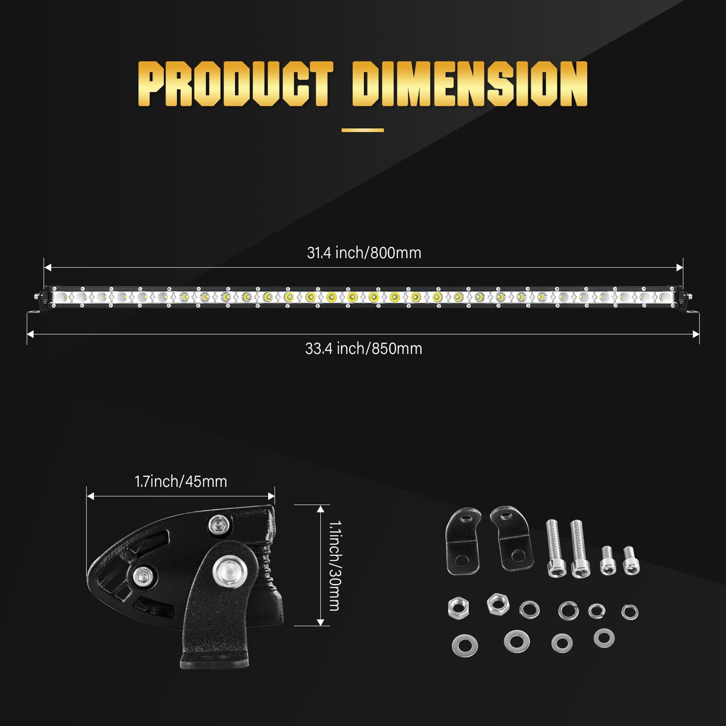 SKYWORLD 150W LED Light Bar 1 piece, Waterproof IP67 Offroad Lighting LED Bar 60W 6000K White 12V for Car, Truck, Motorcycle, SUV, ATV, Tractor, Boat, Off-road Vehicle, Construction Vehicle, Mining Machine