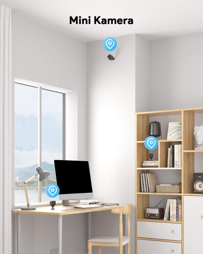 Mini Surveillance Camera | Free Cloud Storage & SD Card Storage | Smallest 4K HD Wifi Indoor Camera for Home Security | Night Vision, Motion Detection | 3000mAH Battery | with 32GB Memory Card