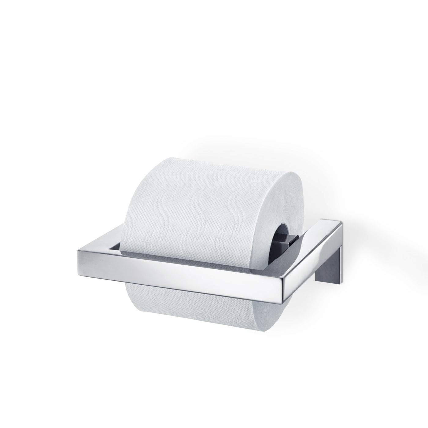 Blomus - MENOTO - Toilet roll holder made of polished stainless steel, exclusive bathroom accessory, easy to install, high quality (H / W / D: 5 x 14 x 17 cm, stainless steel, 68838)