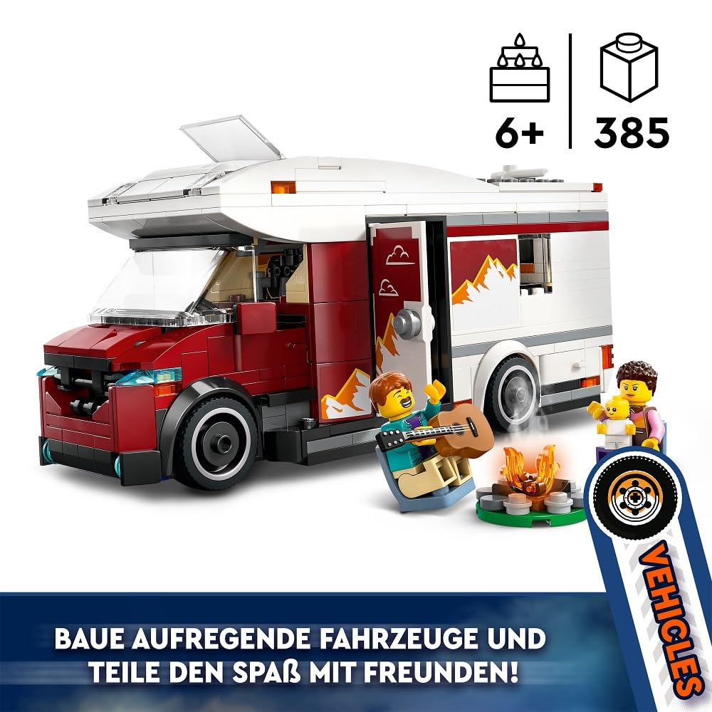 LEGO City Adventure Camper - RV camper toy for boys and girls ages 6 and up - Includes 3 minifigures and camping accessories - Great gift idea for birthdays and holidays 60454