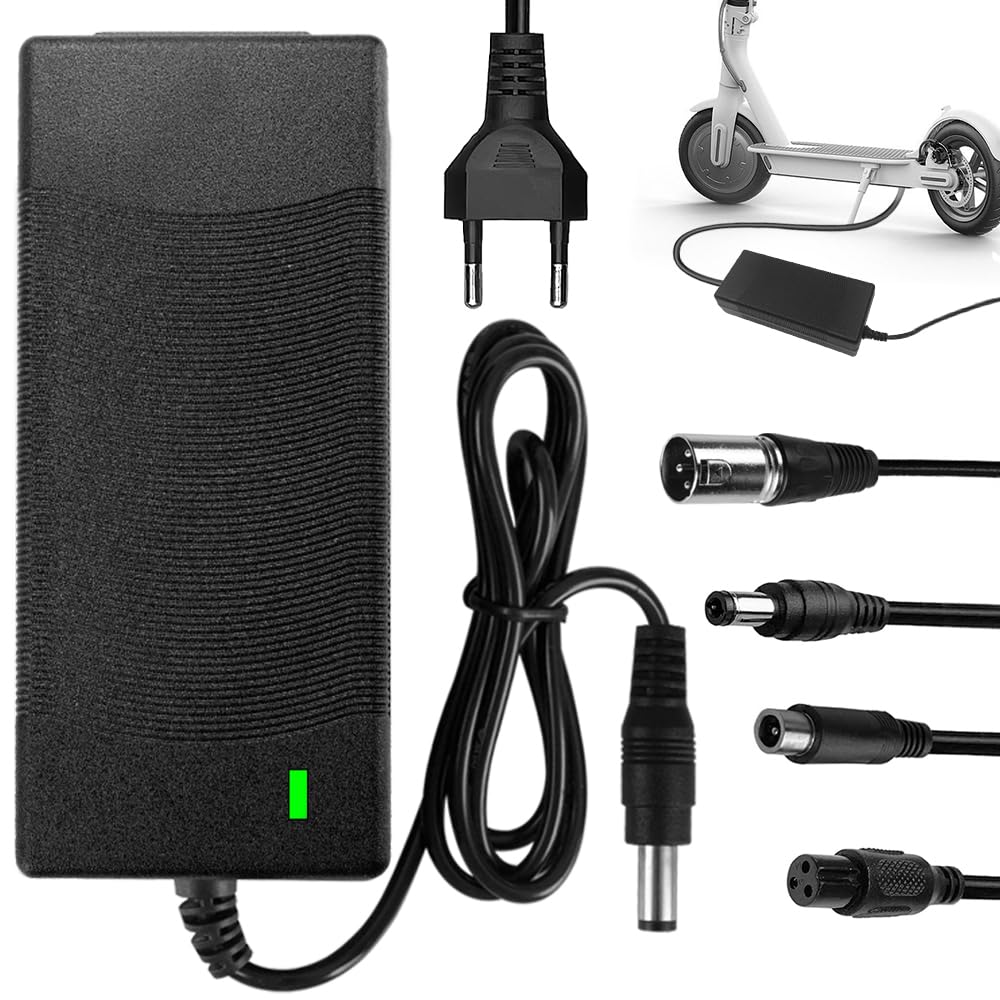 CJBIN Chargers for Scooter, 42V 2A Hoverboard Charging Cable, e Scooter Charging Cable, Hoverboard Charger with 4 Interface Ports, Power Supply Bike Charger for e Scooter Xiaomi M365 Electric Scooter