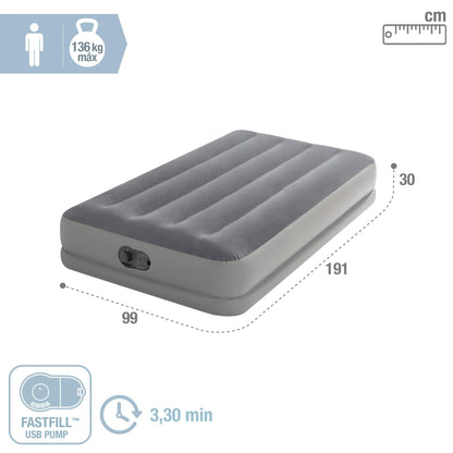 Intex Twin Dura-Beam Prestige Airbed with Fastfill USB Pump, Inflated Size: 39" x 75" x 12" (64112)