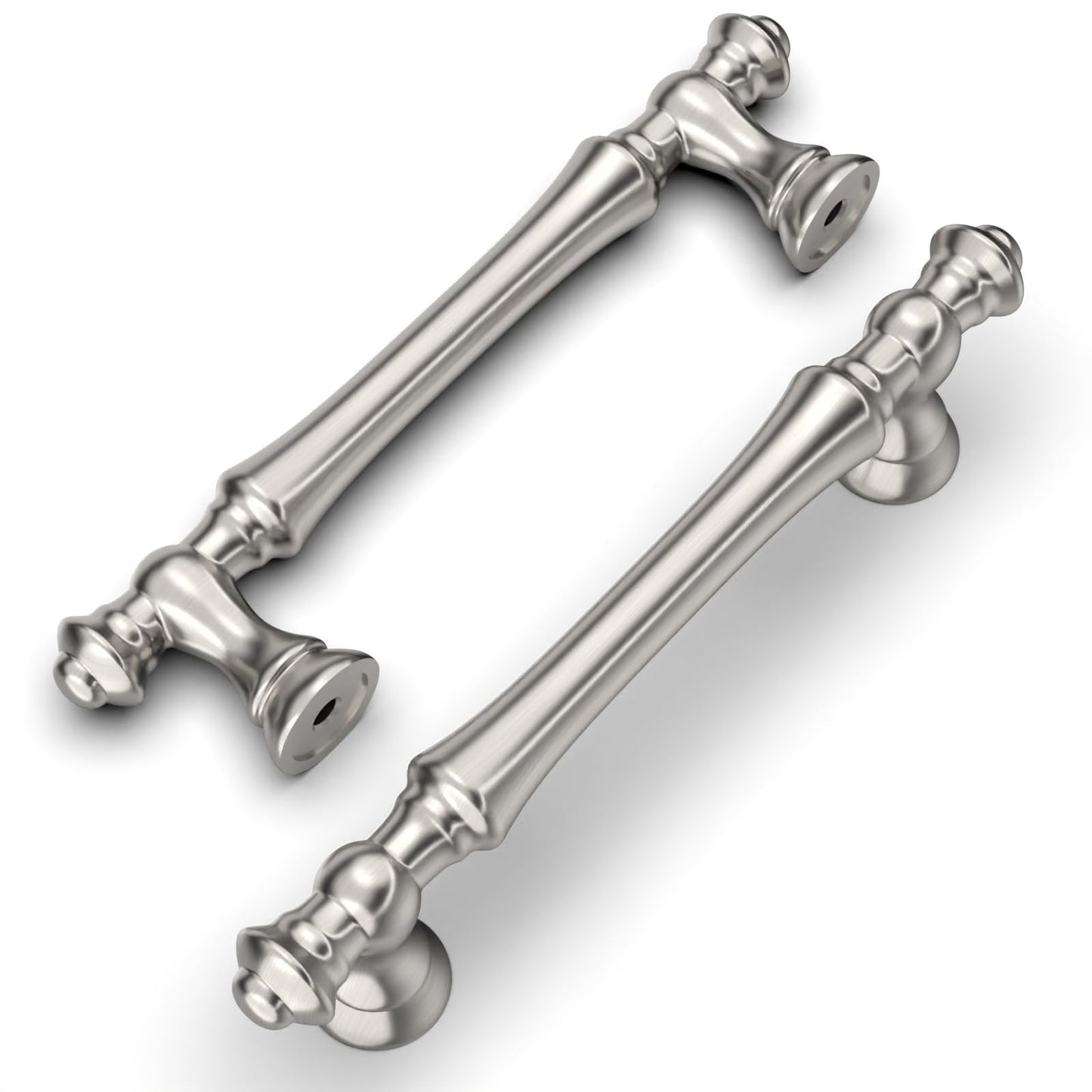 Amerdeco 10 Pack Furniture Handles Brushed Nickel, 96mm Hole Centers, Zinc Alloy Drawer Pulls & Cabinet Handles for Kitchen Cabinets & Wardrobes UK0017
