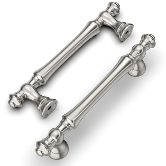 Amerdeco 10 Pack Furniture Handles Brushed Nickel, 96mm Hole Centers, Zinc Alloy Drawer Pulls & Cabinet Handles for Kitchen Cabinets & Wardrobes UK0017