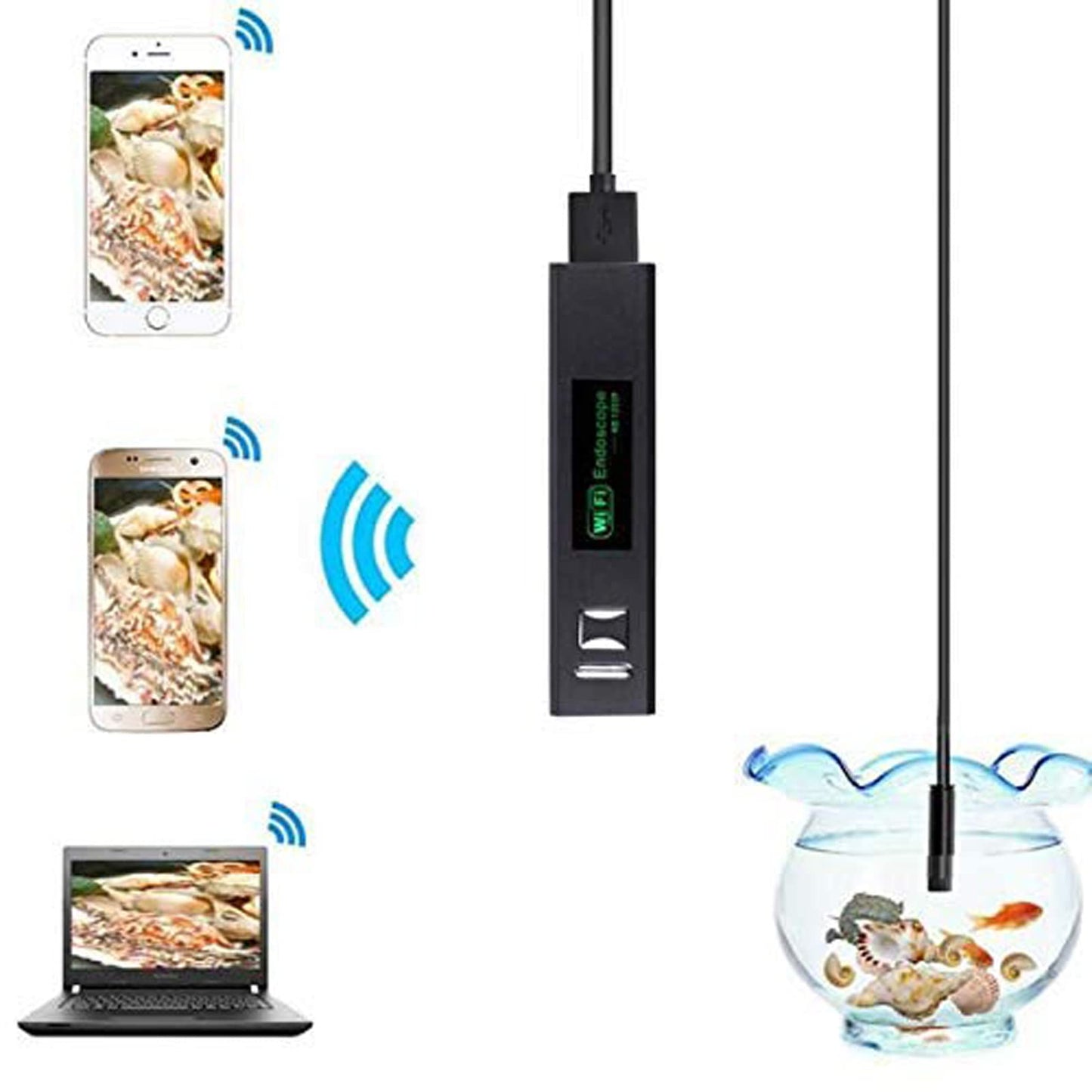 Lychee WiFi Endoscope Inspection Camera IP68 waterproof 2.0 Megapixel HD Wireless Endoscope Camera for IOS Android Smartphone Tablet (10M)