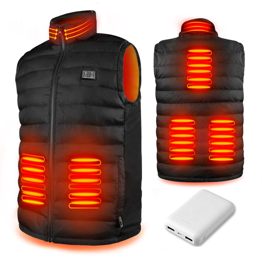 Warm Storm USB Heated Vest with 3 heating levels. Machine washable, suitable for both men and women. Perfect for outdoor work, camping. Includes 10000mAh battery. (XL, Black)