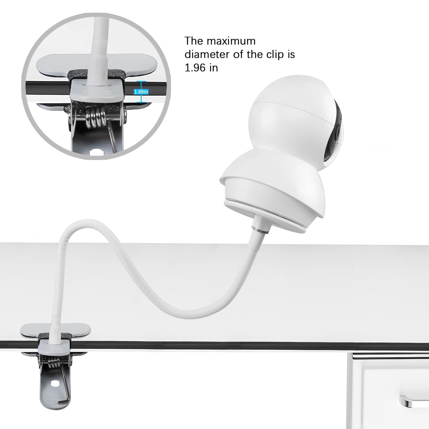 TIUIHU Baby Monitor Clip Mount for TP-Link Tapo C200/C210/C220/C201/C202/C211/C212/C222/C225/C230 WiFi IP Camera (White)