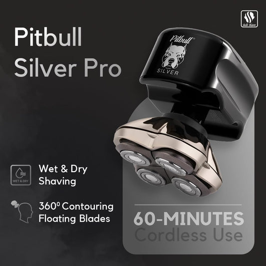 Pitbull Silver PRO Men's Electric Shaver for Head and Face, perfect gift for husband or boyfriend.