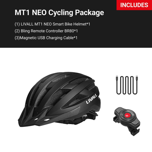 LIVALL Smart Bike Helmet with LED taillight and turn signals, Bluetooth bike helmet with wireless remote control, SOS alert and built-in microphone and speaker, for men and women, black