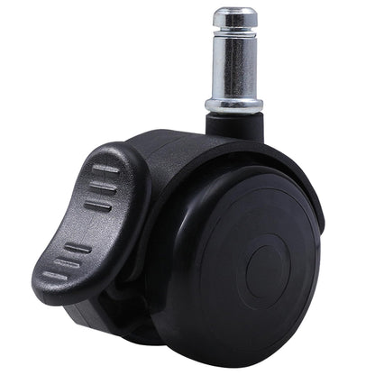 Office chair casters with brakes 11mm hard floor castors for office chairs 5-piece set replacement casters desk chair castors, rubber castors for carpet and parquet floors and tiles, office chair castors 50mm up to 250kg