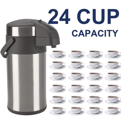 Olerd 4.0 Liter Pump Thermo Coffee Dispenser, Stainless Steel Double Wall Pump Vacuum Insulated Flask with Pump Mechanism, Coffee Carafe, Pitcher for 24 Cups (Silver)