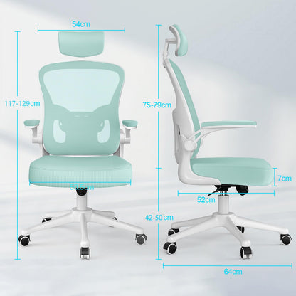 Rattan tree ergonomic office chair, desk chair with adjustable headrest, armrests, and lumbar support, height adjustment, swivel chair for office, green.