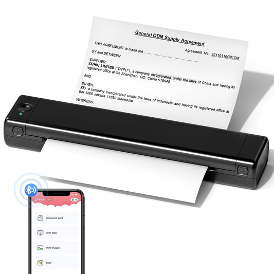 ASprink A4 Mobile Printer, M08f Bluetooth Multifunction Printer Supports A4 Thermopaper with a size of 8.27"X11.69", Thermal Printer, Compatible with Android and iOS for Phone and Laptop, M08F-BK