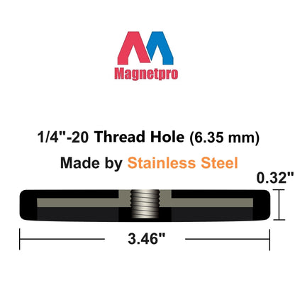 Magnetpro 2 Pack Strong Rubber Coated Magnets Anti-Slip, Anti-Scratch, and Anti-Corrosion, with over 55 KG adhesive strength, 1/4"-20 threaded hole and stainless steel screw for PTZ, Camera