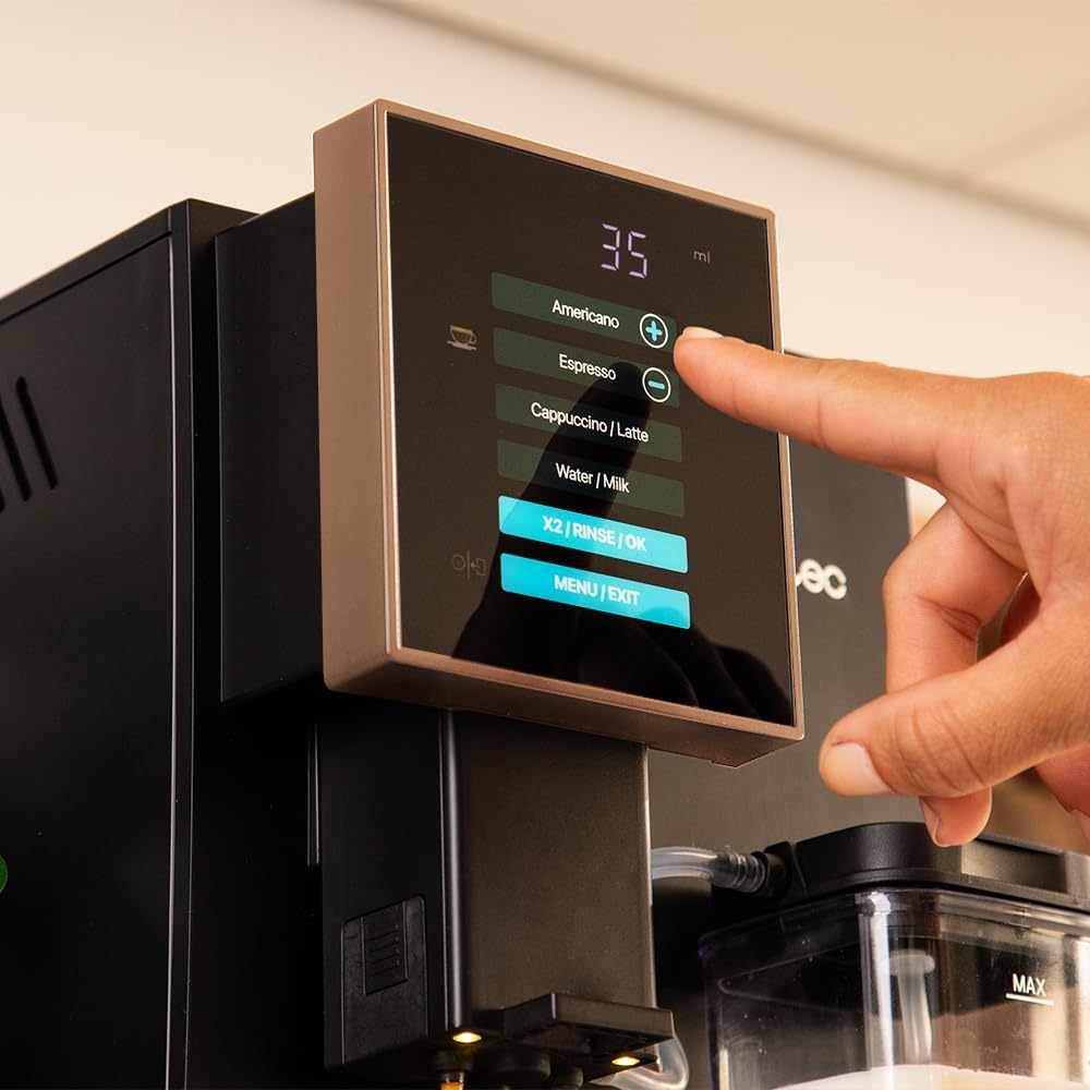 Cecotec Superautomatic coffee machine Cremmaet Compactccino Black Rose, 19 Bar, Thermoblock system, fresh ground beans Plug&Play, 150 g coffee bean container grinder, 1.1 L water tank, 400 ml milk.
