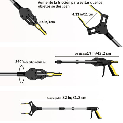 ANANOR 2 x 81 cm Foldable Reaching Grabber for Seniors, Upgraded Wide Jaws with 360° Rotating Head & 2 Storage Bags, Sturdy Grabber with Magnet Grab Arm, Trash Grabber Tool, Arm Extension