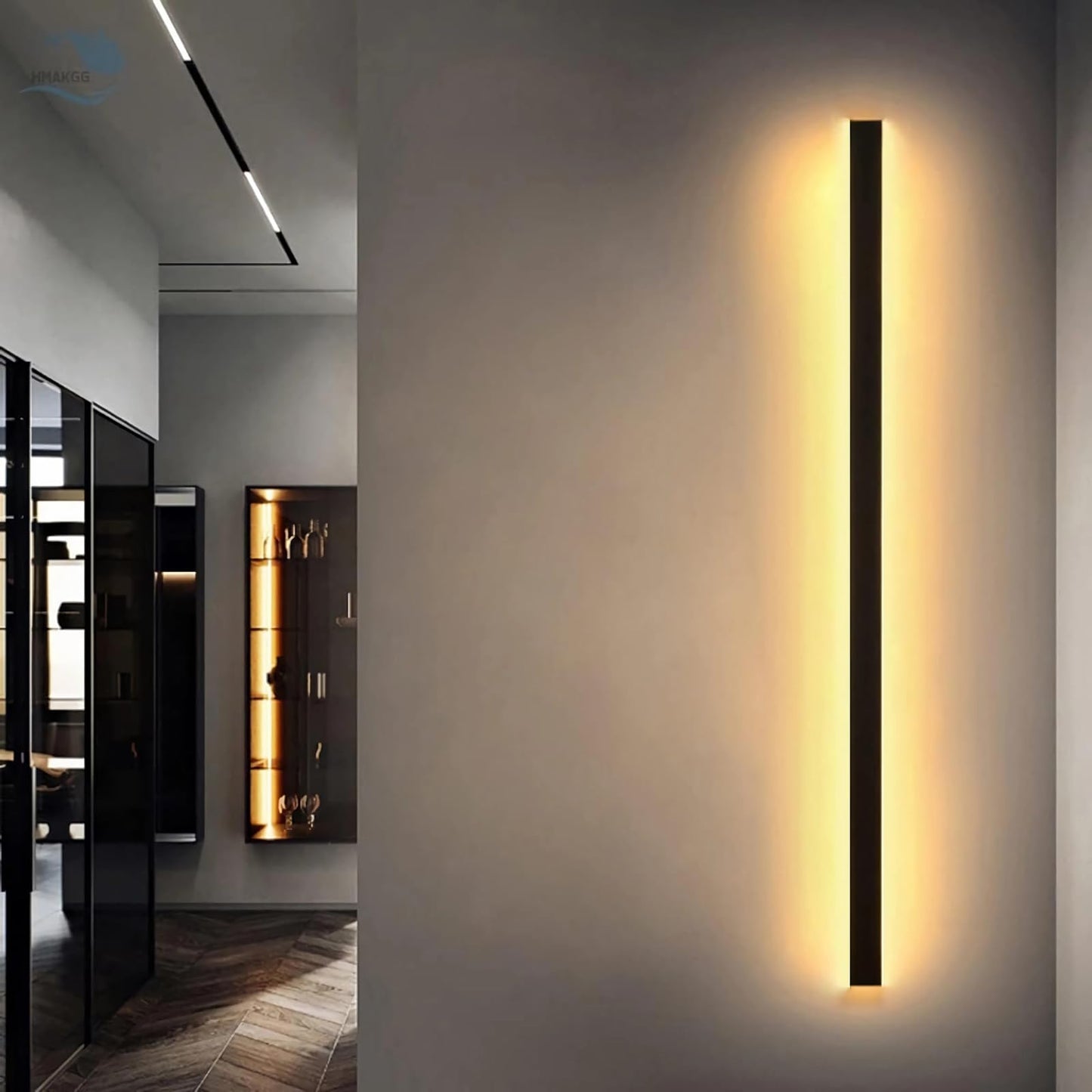 HMAKGG LED Long Wall Light Indoor Black, Wall lamp Staircase Modern 3 Color Temperature Hall Lighting, Lamp Wall Up Down Wall Light 26W Metal Hallway Lamp, for Living Room Bedroom, 120cm