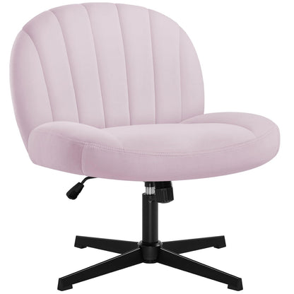 IWMH office chair without armrests, height adjustable swivel chair without casters, desk chair with fabric upholstery, ergonomic chair, reading chair with wider cushion for sitting cross-legged (Pink)