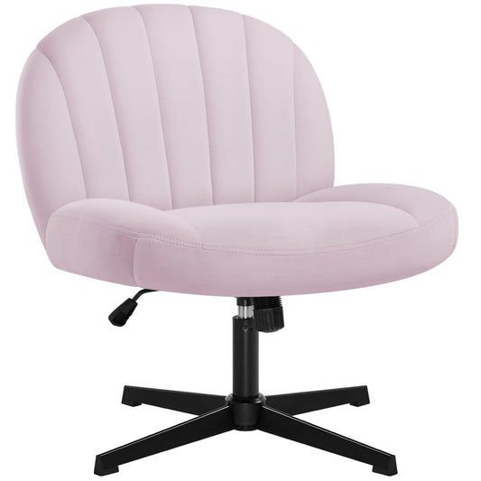 IWMH office chair without armrests, height adjustable swivel chair without casters, desk chair with fabric upholstery, ergonomic chair, reading chair with wider cushion for sitting cross-legged (Pink)