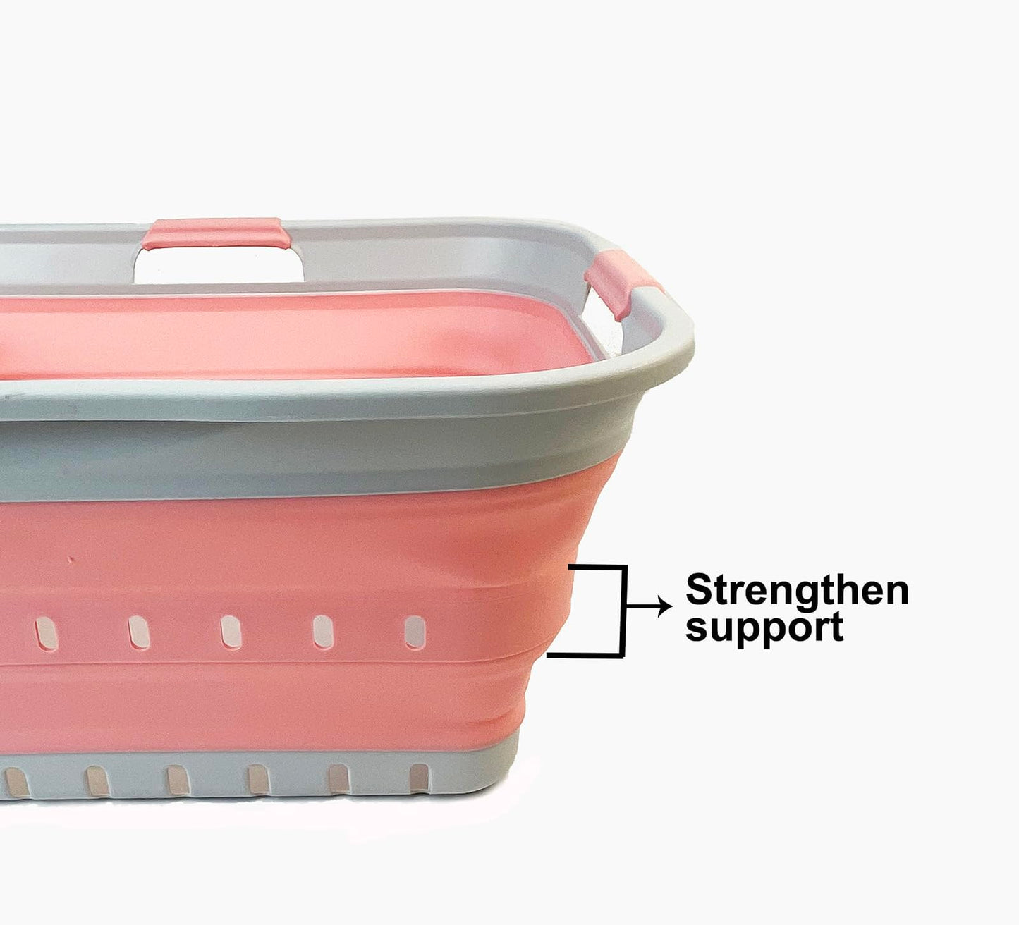 SAMMART 42L Plastic Foldable Laundry Basket - Foldable Pop-Up Storage Container/Organizer - Portable laundry hamper - space-saving (1, Gray/Quartz Pink)