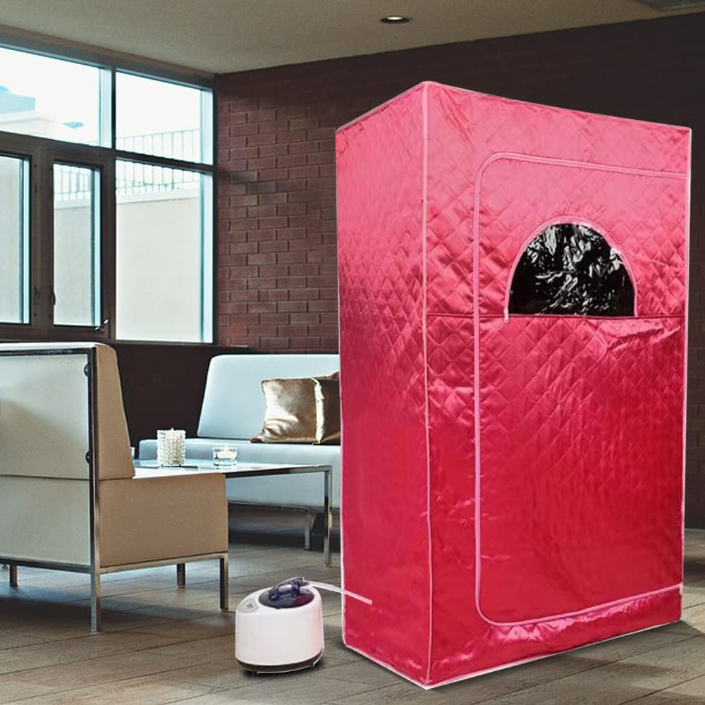 Portable sauna, mini steam sauna for home. Single portable sauna room can relieve fatigue, aid in weight loss, with remote control, timing, and temperature setting (100 * 80 * 170cm red).