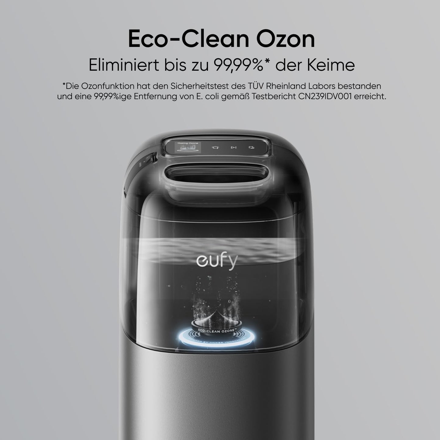 eufy S1 Pro HydroJet robot vacuum with mopping function, HydroJet cleaning system, Eco-Clean ozone, auto mop roller cleaning, 8000Pa, 10-in-1 station, obstacle detection, auto cleaner dosing.