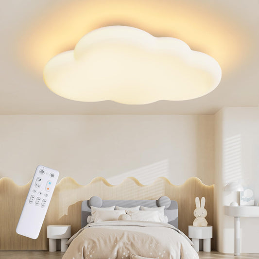 FANLG Ceiling Light Kids Room 40cm, dimmable LED Ceiling Lamp with Remote Control With night light function Cloud Ceiling Light for Bedroom, Living Room, Kids Room