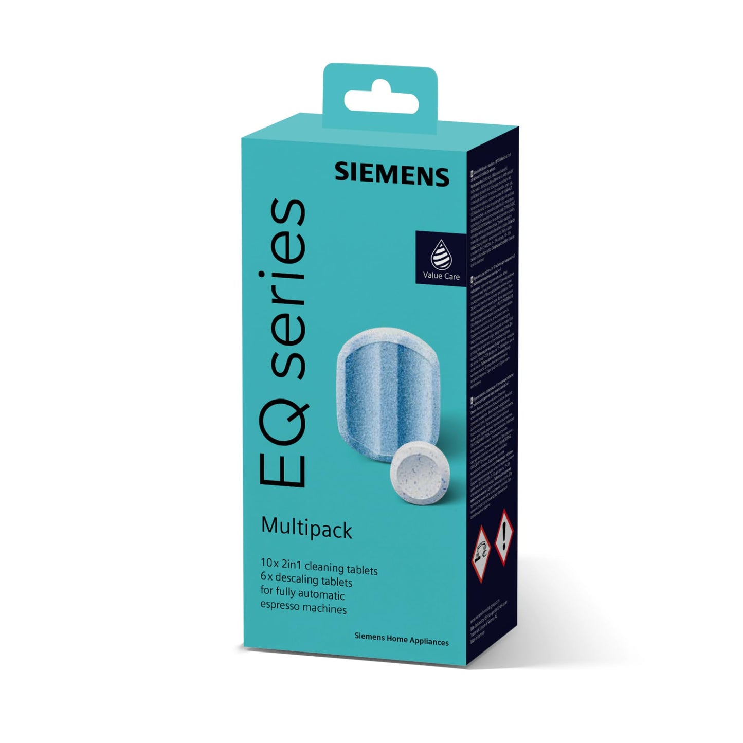 Siemens Multipack TZ80003A, 10 cleaning tablets, 6 descaling tablets, suitable for coffee fully automatic machines of the EQ series, as well as built-in fully automatic machines.