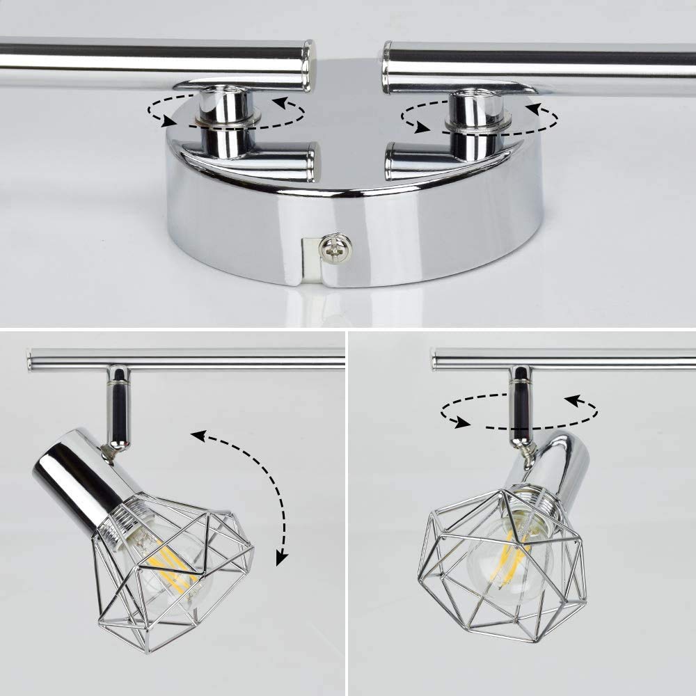 PADMA LED ceiling lamp kitchen swiveling ceiling spotlight 4-flame retro/vintage 4 x 4W (bulbs included) ceiling light living room warm white 3000K 1280 lumens E14 for bedroom office hallway dining room