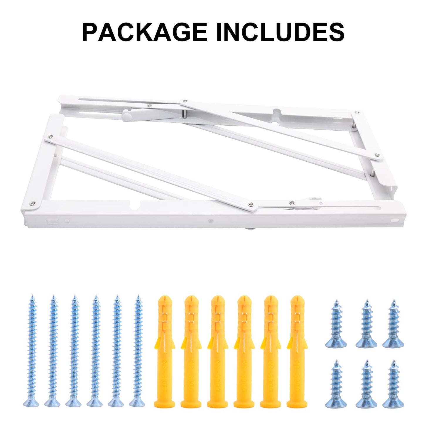 YUMORE Folding Shelf Brackets Heavy Duty 400mm White - 2 Pcs Metal Folding Brackets Wall Table Supports Folding Shelf Brackets for DIY Folding tables Benches Shelves Space-saving, Max Load 330lbs