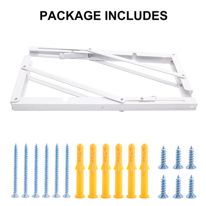 YUMORE Folding Shelf Brackets Heavy Duty 400mm White - 2 Pcs Metal Folding Brackets Wall Table Supports Folding Shelf Brackets for DIY Folding tables Benches Shelves Space-saving, Max Load 330lbs