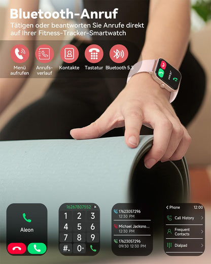 Women's smartwatch with phone-women's digital watch fitness tracker with EKG heart rate Bluetooth sleep monitor pulse meter sports watch waterproof with pedometer wristwatch for iOS Android (pink)