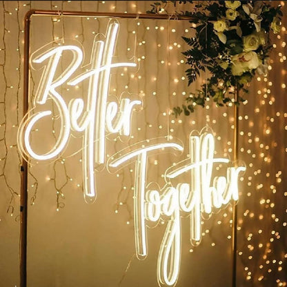 Better Together Neon Sign LED Neon Wall Decoration LED Sign Engagement Party Wedding Club Anniversary Bar Birthday Decoration USB Powered Adjustable Brightness