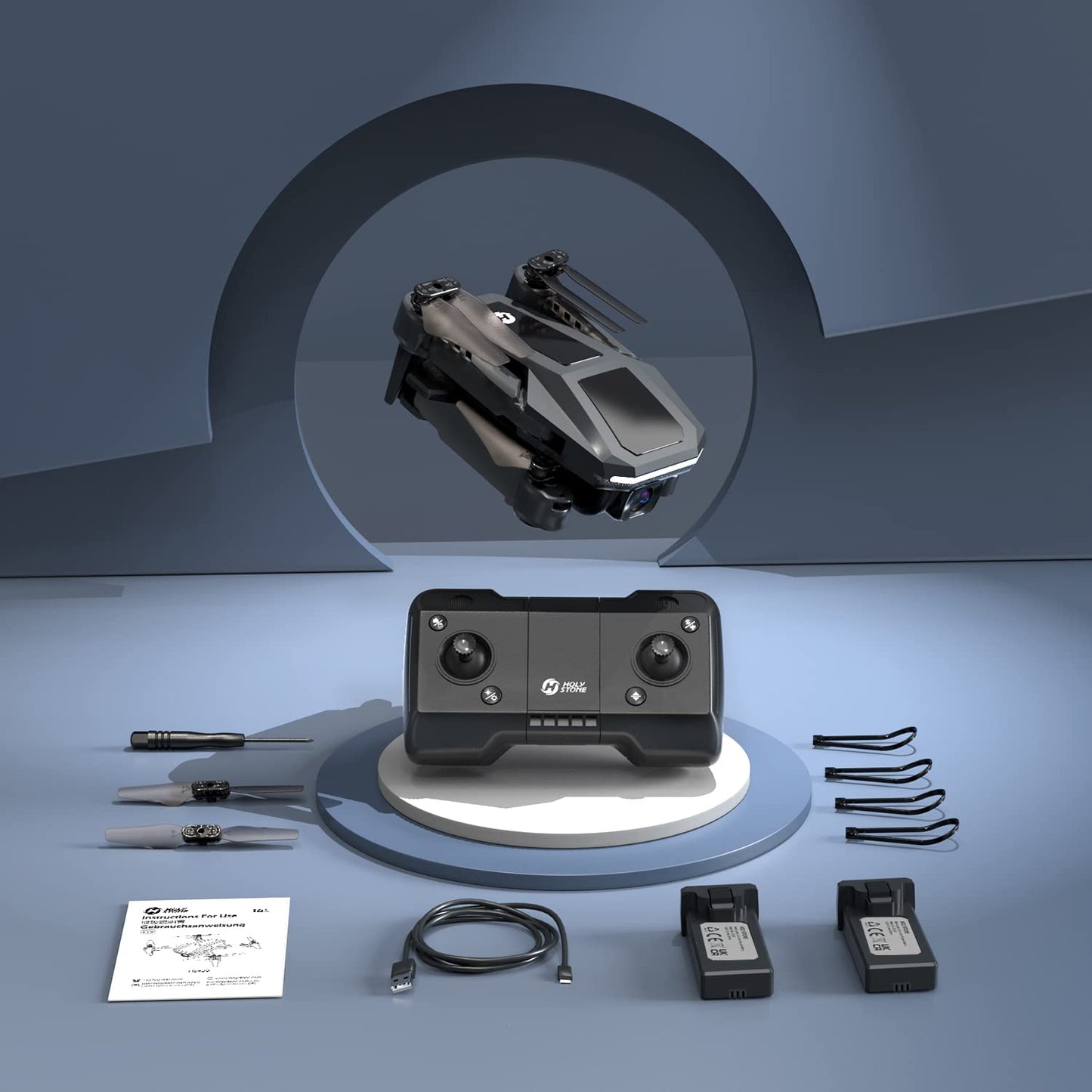 Holy Stone Foldable Mini Drone with 1080P Camera for Kids, RC Quadcopter HS430 with FPV Transmission, Long Flight Time, Altitude Hold, Throw&GO, Camera Drone complete set Gifts for Beginners, C0