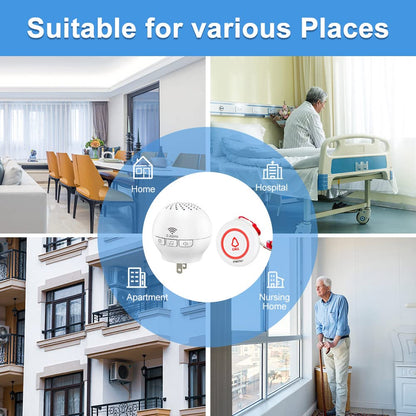 SINGCALL Tuya WiFi Wireless Call System (Equipment Upgrade), alarm system for elderly/patients/pregnant women, wireless call alarm with long range, 1 receiver + 2 call buttons for home.