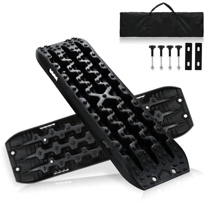 Herrselsam 2 Pieces Sand Boards Offroad Traction Mat Plastic Recovery Board Tracks with Storage Bag and Installation Tool, 10T Load for SUV RV Car Truck.