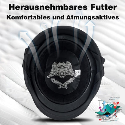 German motorcycle half helmets with ECE, retro jet helmet, chopper helmet, scooter helmet, bicycle helmet, with removable inner lining and quick release buckles M~XXL 57~64CM