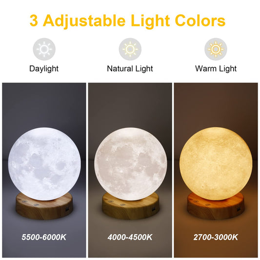 Deng Jr daylight lamp 10000 Lux Moon light therapy lamp, simulation of daylight, UV-free sunlight lamp with remote control, 3 color temperatures, adjustable light intensities, and timer
