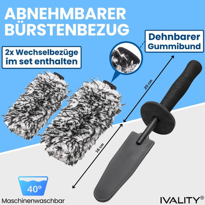 Ivality® Microfiber Wheel Brush Ultra-thin - Standard 36 cm - For a gentle cleaning - Ideal for high-quality wheels - Wheel cleaner Microfiber Wheel Brush Alloy Wheels Auto Wheel Brush