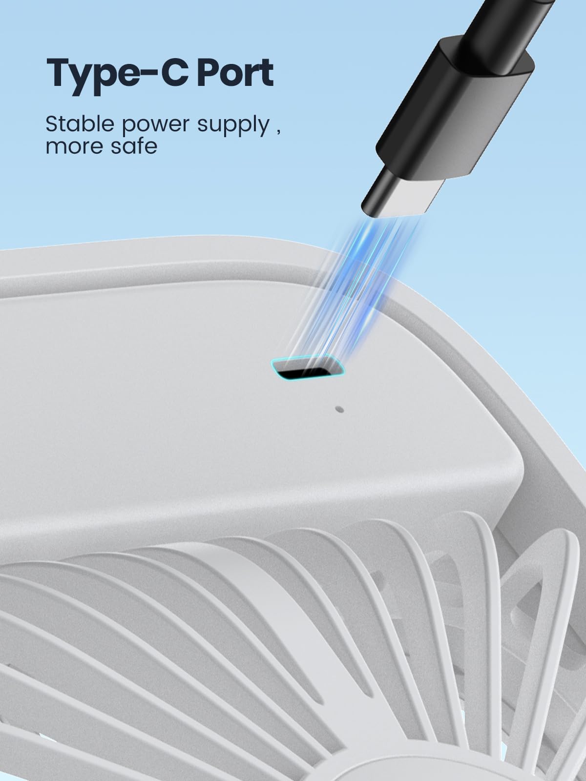 Warmco USB Fan 2 Pack USB-C Wired Personal Desk Fan with strong airflow and quiet operation, 3 speeds, compact and foldable, perfect for office and home use.