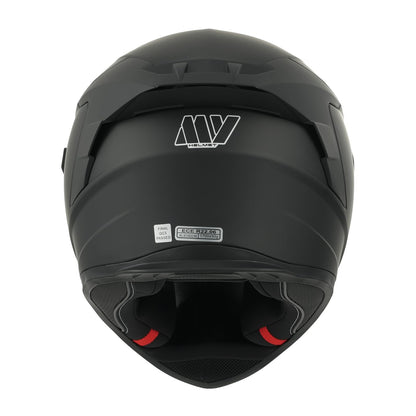 MY Motorcycle Full Face Helmet with Sun Visor for Men and Women, ECE 22.06 Approved, Model MY-936 (Matte Black, XS)