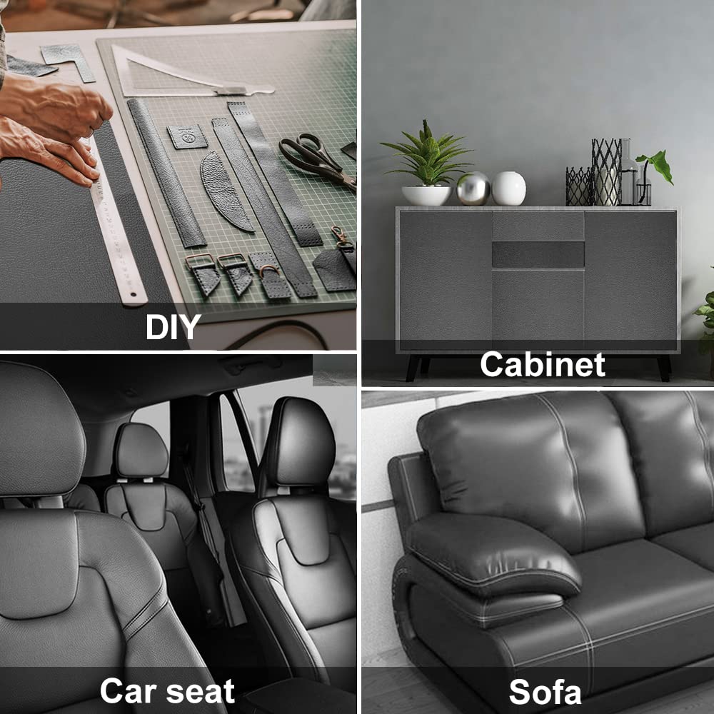 GELAISI artificial leather self-adhesive 60*200cm gray leather patch kit self-adhesive leather patches, leather-look film decorative film furniture film wallpapers leather repair upholstery for cabinet leather bag car seat sofa