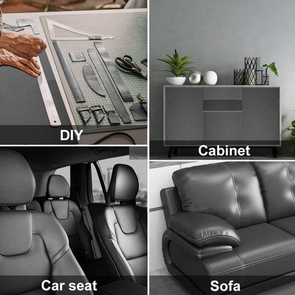 GELAISI artificial leather self-adhesive 60*200cm gray leather patch kit self-adhesive leather patches, leather-look film decorative film furniture film wallpapers leather repair upholstery for cabinet leather bag car seat sofa