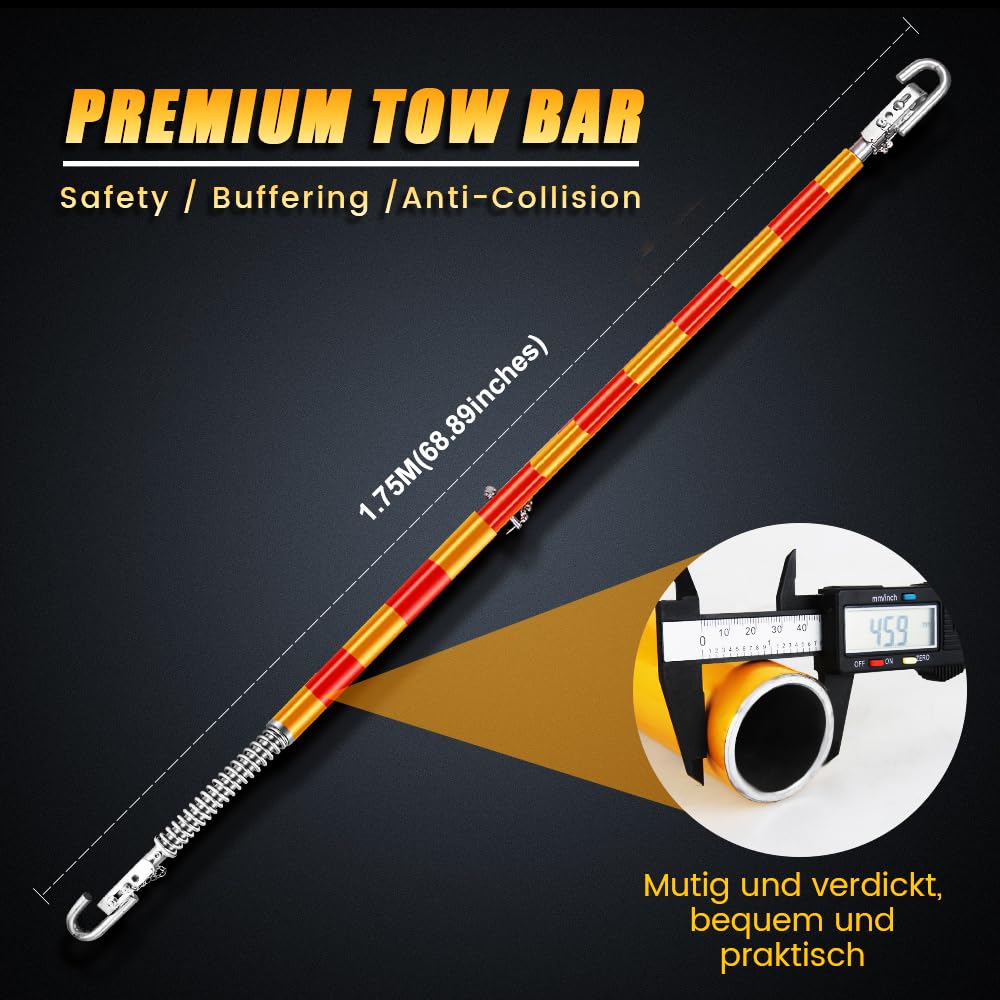 Anbull 2-Piece 5T Tow Strap Emergency with Spring Damping, Towing Length 175cm, Max. Towing Capacity: 5000kg