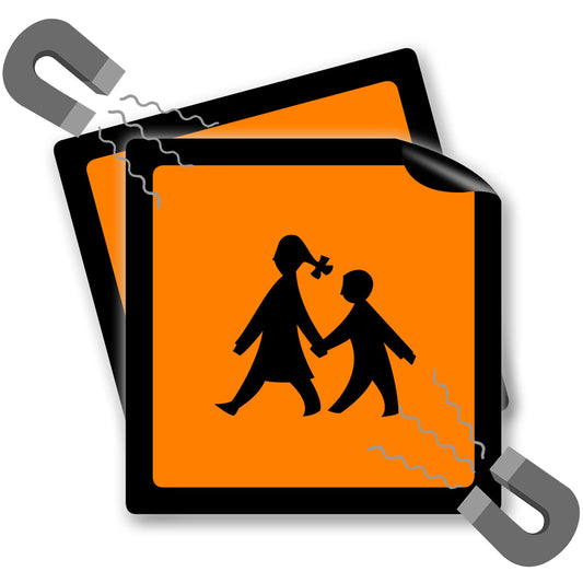 2x School bus sign Magnet sign Warning sign School bus sign Magnet car sign Caution sign (double pack 40x40cm)