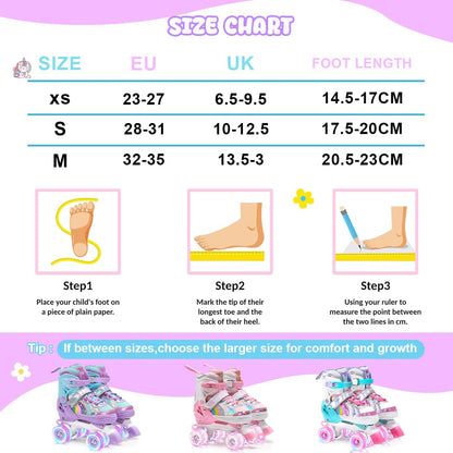 OLYSPM roller skates for kids, adjustable roller skates for women, LED roller skates with 4 sizes adjustable, roller skates with storage bag for girls, boys, and beginners (purple)