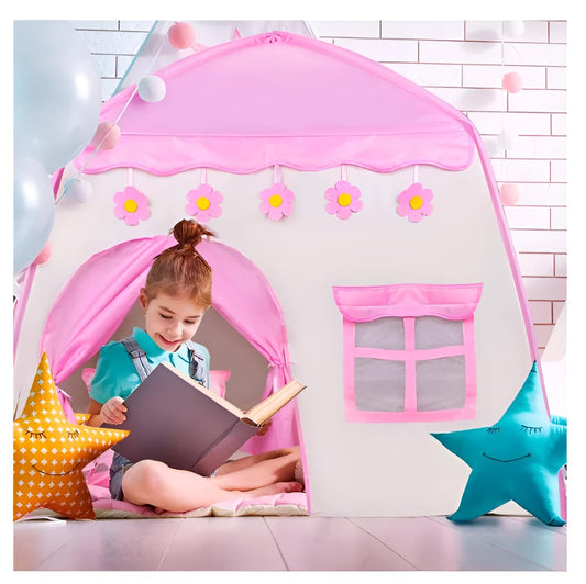 Indoor children's tent, play tent for kids, girls' playhouse, 130*100*130CM large children's play tent, children's play tent (pink)